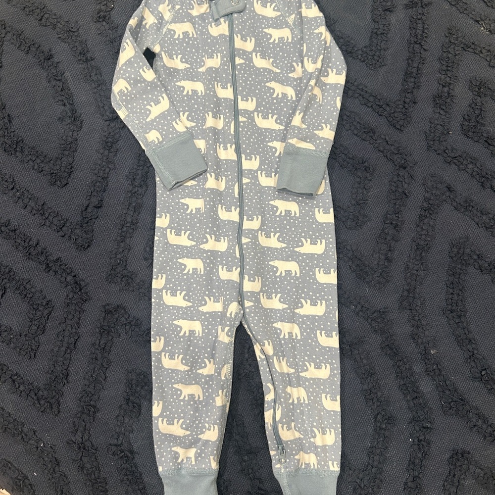 Hanna Andersson Light Blue Polar Bear Zip Pajamas - Picture 2 of 3